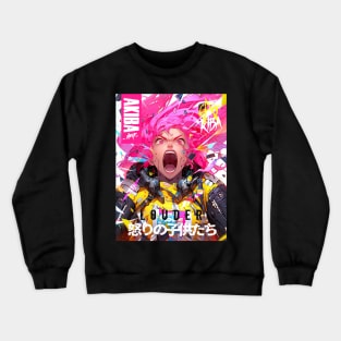 AKIBA DRIP - Children of Wrath - SCREAM LOUDER | VIBRANT HYPER POP ENRAGED ANIME GIRL Crewneck Sweatshirt